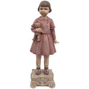 Clayre & Eef 6PR1162 Dekorativní figurka dívka z polyresinu 9x7x24 cm Růžovo-hnědá
