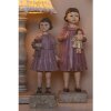 Clayre & Eef 6PR1162 Dekorativní figurka dívka z polyresinu 9x7x24 cm Růžovo-hnědá