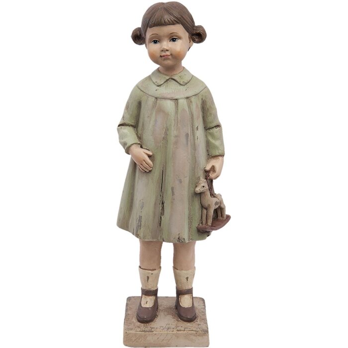 Clayre & Eef 6PR1163 Dekorativní figurka dívka zelenohnědá 8x23x6 cm Polyresin