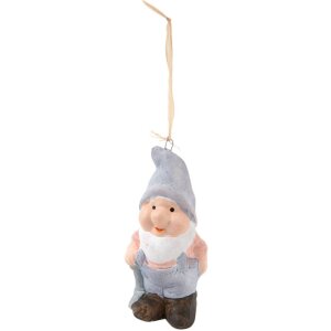 Clayre & Eef Dwarf 6TE0101 Přívěsek terakotově šedý 4x3x8 cm