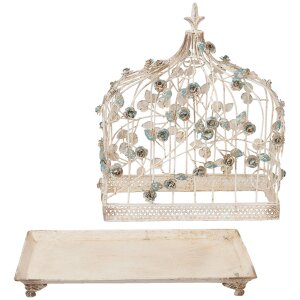 Clayre & Eef 6Y2399 Ptačí klec béžová modrá Shabby Chic 42x21x50 cm