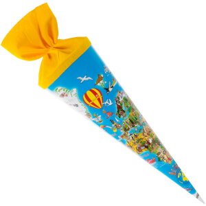 Goldbuch Školní taška 35 cm s motivem světové mapy, barevně žlutá