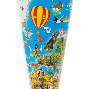 Goldbuch Školní taška 35 cm s motivem světové mapy, barevně žlutá