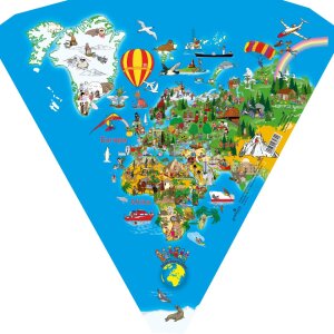 Goldbuch Školní taška 35 cm s motivem světové mapy, barevně žlutá