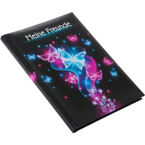 Goldbuch Kniha přátel s motýly černá růžová 15x21 cm 88 ilustrovaných stran