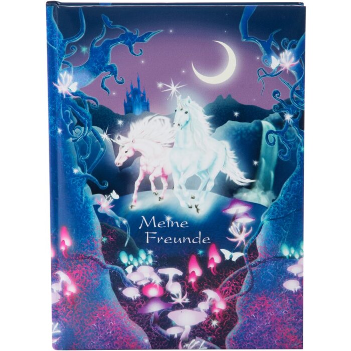 Goldbuch Knižka přátel A5 s motivem jednorožce, laminovaná a dlouhodobě udržitelná