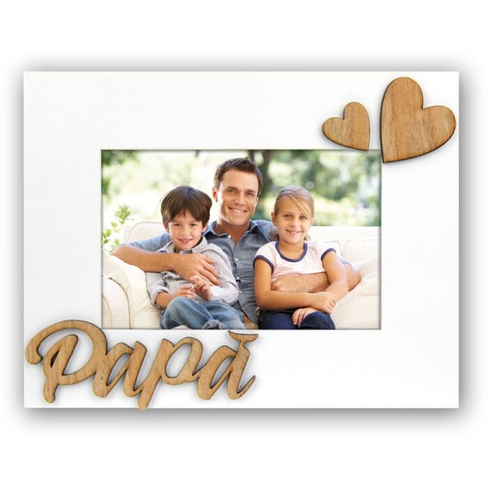 ZEP LORENZO Dřevěný rám bílý Dad 3D Hearts 10x15 cm