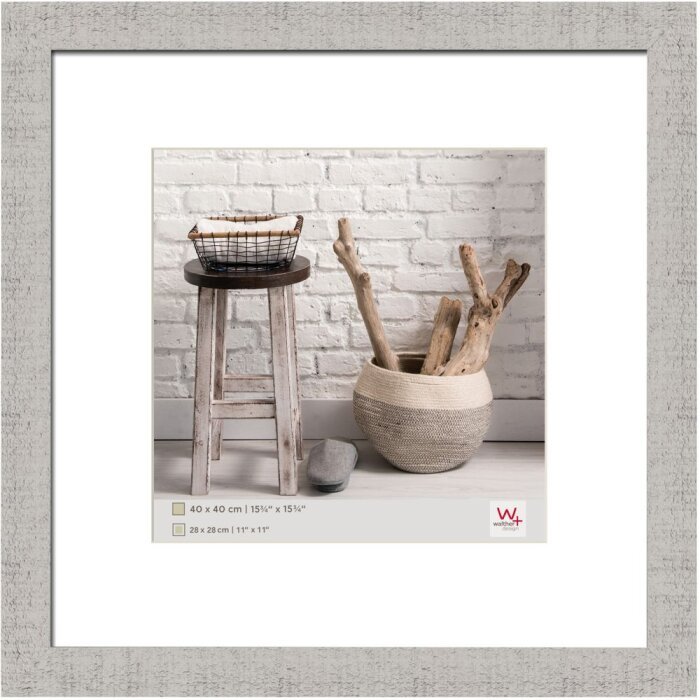 Dřevěný rám Walther HOME světle šedý 40x40 cm s paspartou 28x28 cm