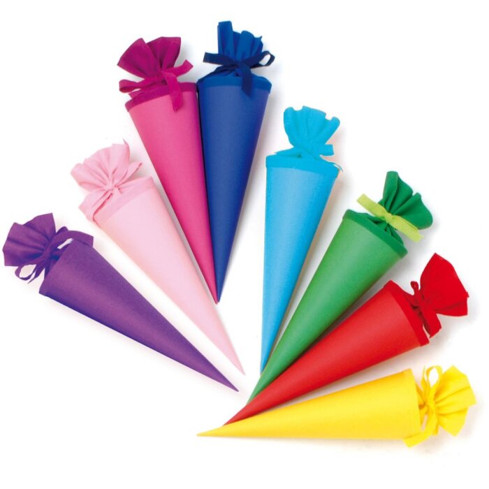 Goldbuch Bastelschultüte s vlněným uzávěrem, 9 barev, 3 velikosti