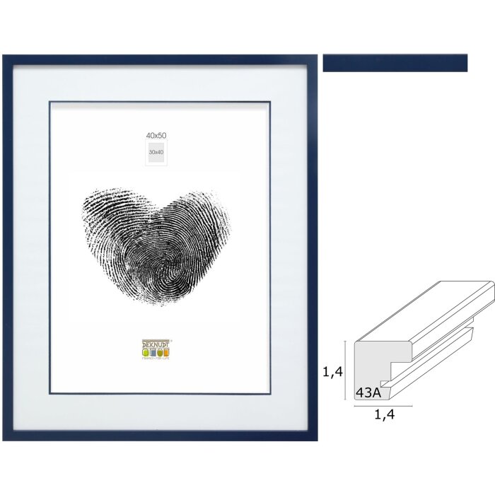 Deknudt Dřevěný rámeček na fotografie modrý s dvojitým pásikem 15x20–40x50 cm