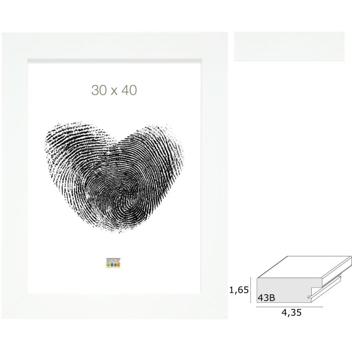 Deknudt Bílý dřevěný fotorámeček 4,4 cm pro černobílé portréty 13x18–50x70 cm