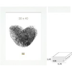 Deknudt Bílý dřevěný fotorámeček 4,4 cm pro černobílé portréty 13x18–50x70 cm