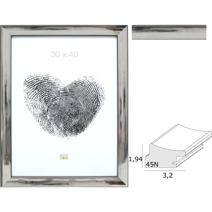 Deknudt S45ND1 plastový obrazový rám stříbrný 10x15 až 40x60 cm
