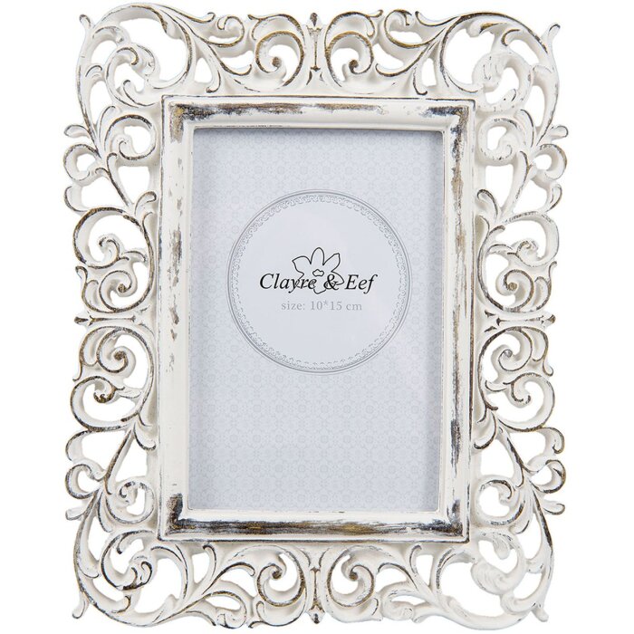 Fotorámeček Clayre & Eef 2F0497 - 18x2x23 cm - 10x15 cm bílý, prošlý