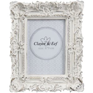 Fotorámeček Clayre & Eef 2F0506 - 10x2x12 cm - 6x9 cm bílý, prošlý