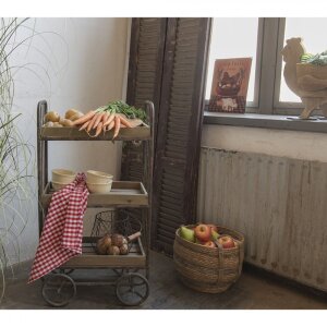 Clayre & Eef 50284 Kuchyňský vozík 51x26x94 cm Hnědý dřevěný železný obdélník
