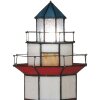 LumiLamp 5LL-1166 Tiffanyho stolní lampa Maják 21x56 cm červené bílé sklo šestiúhelník