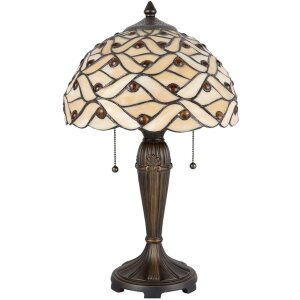 LumiLamp 5LL-5181 Stolní lampa Tiffany Ø 30x50 cm Béžová Hnědý skleněný půlkruh