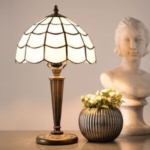 Stolní lampa Tiffany Clayre & Eef 5LL-5936 - Ø 25x43 cm - E27-max 1x40W bílá