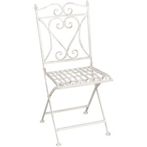 Clayre & Eef Stůl plus 2 židle 5Y0127 Ø 70x75 cm bílý 40x47x94 cm