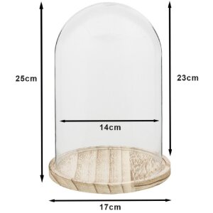 Clayre & Eef 6GL2169 Skleněný zvon Ø 17x25 cm Skleněné dřevo kulaté