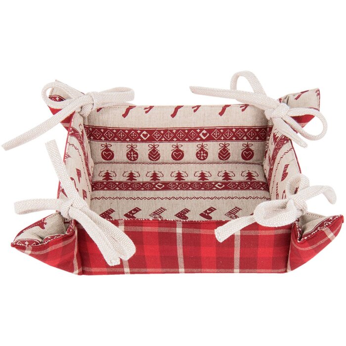 Koš na chléb Clayre & Eef NOC47 - 35x35x8 cm červený
