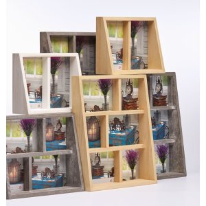 Galerijní rám Rustic 4 fotografie 10x10 cm a 10x15 cm přírodní