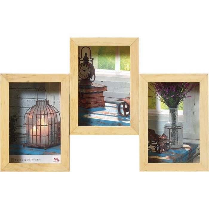 Galerijní rám Rustic 3 fotografie 10x15 cm přírodní