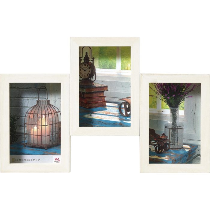Galerijní rám Rustic 3 fotografie 10x15 cm bílý