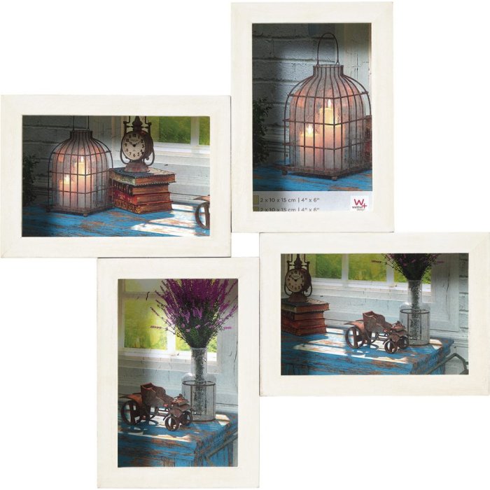 Galerijní rám Rustic 4 fotografie 10x15 cm bílý