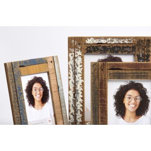Dřevěný fotorámeček Walther Dupla 13x18 cm krémově modrý