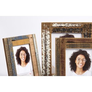 Dřevěný fotorámeček Walther Dupla 10x15 cm krémově modrý
