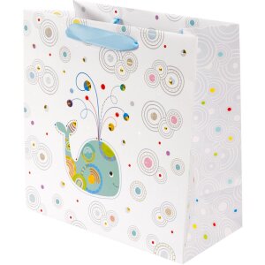 Goldbuch Dárková taška Whale Serenity 27x27 cm s reliéfním papírem a stříbrnou gravírou