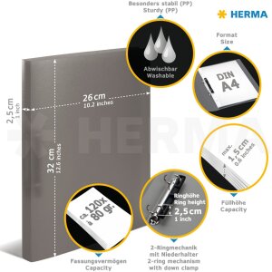 Kroužkový pořadač Herma A4 průsvitný černý