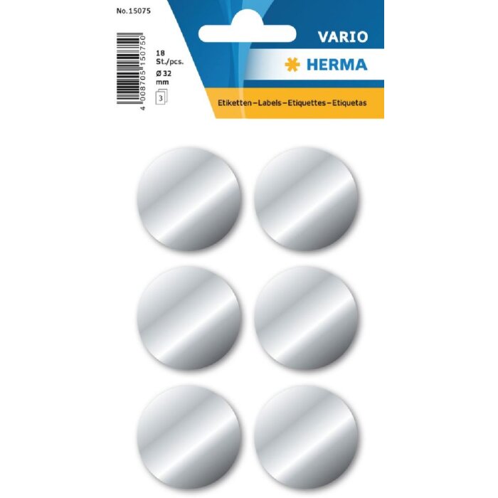 Herma DECOR Stříbrné samolepící etikety Ø 32 mm