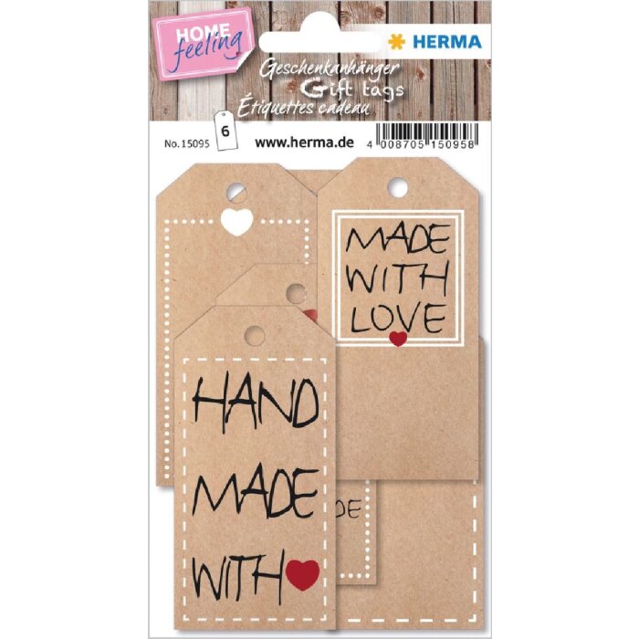 Herma HOME Dárkový háček přírodní s provazem, 6 kusů