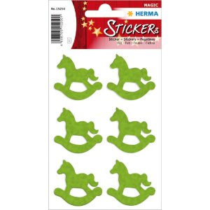 Herma MAGIC Sticker Schaukelpferd hellgrüner Filz 6...