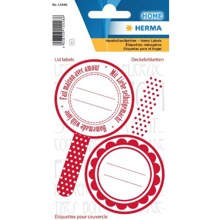 Herma HOME samolepící kuchyňské štítky červené Ø 55 mm 6 ks
