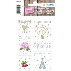 Herma HOME Geschenkesticker Good Luck Silberprägung,...