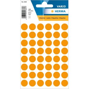 Vielzwecketiketten orange Ø 12 mm rund Papier matt...