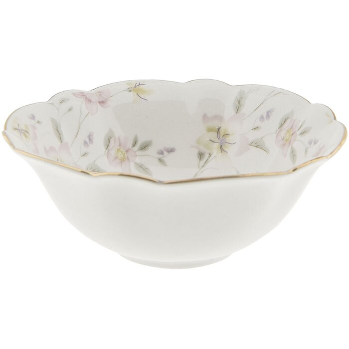 Clayre & Eef TWFBO Polévková mísa Ø 15 cm Vícebarevná porcelánová mísa s květinami kulatá