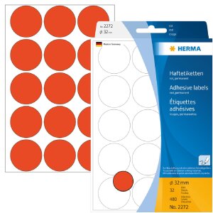 HERMA Vielzwecketiketten rot Ø 32 mm rund Papier...