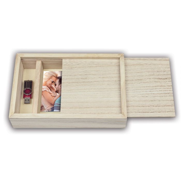 ZEP dřevěný box na fotografie USB + fotografie 10x15 cm 21,5x14,5x5 cm