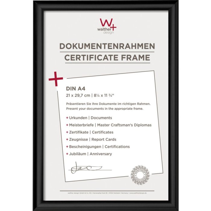 Rámeček na certifikát Trendstyle A4 černý