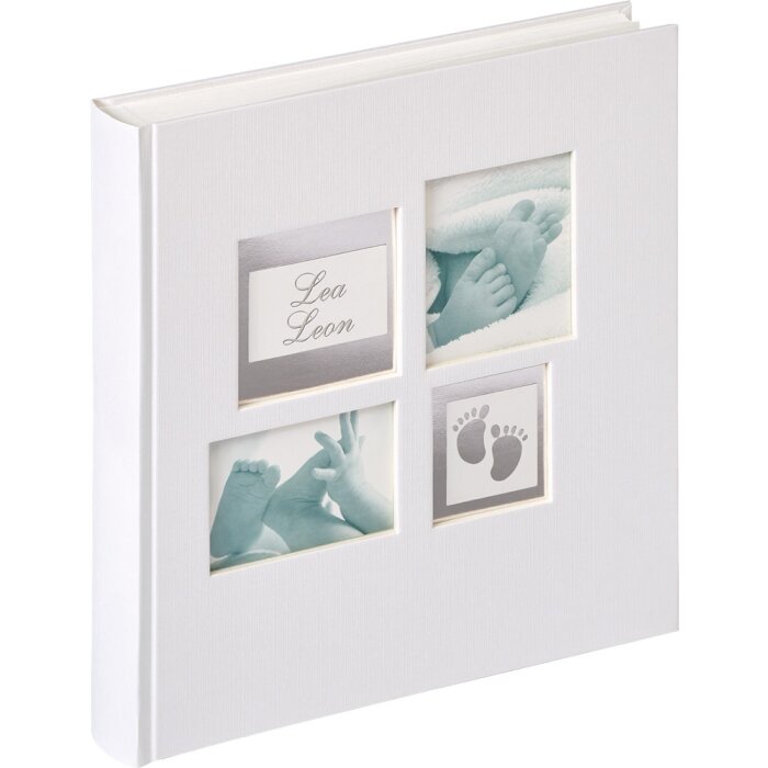 Walther baby album Little Foot 28x30,5 cm 60 bílých stran stříbrná ražba CD archiv