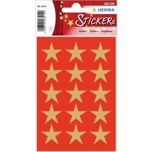 HERMA Weihnachtssticker Sterne 5-Zackig gold Ø 22 mm
