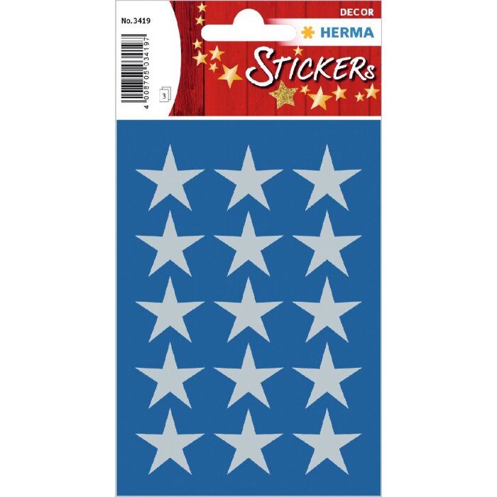 HERMA Sticker Sterne 5-Zackig silber 22 mm