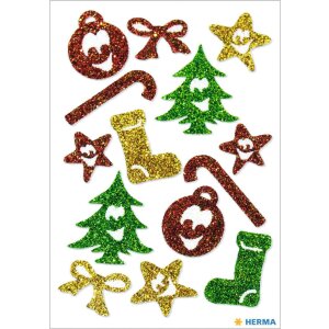 HERMA GLITTERY Weihnachtssymbole Sticker 1 Blatt