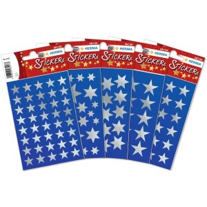 Herma Weihnachtssticker Sterne silber Ø 21 mm