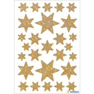 HERMA Sticker Sterne, gold-irisierende Folie